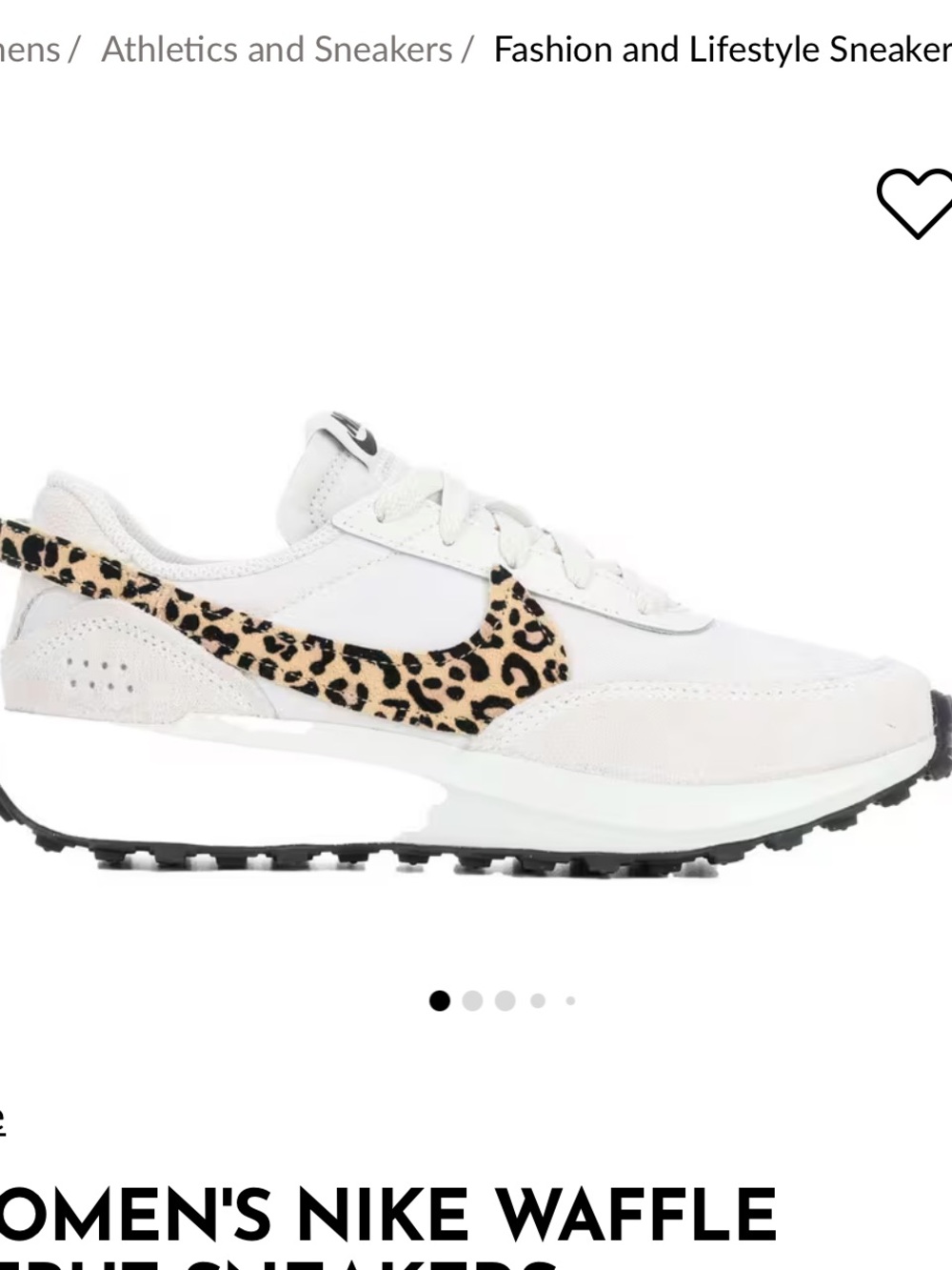 Nike Women's Waffle Debut Sneaker - White with Leopard Swoosh - Picture 2 of 2